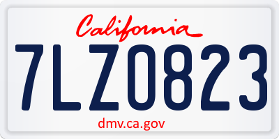 CA license plate 7LZO823