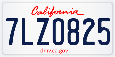 CA license plate 7LZO825