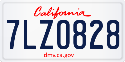 CA license plate 7LZO828
