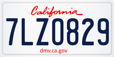 CA license plate 7LZO829