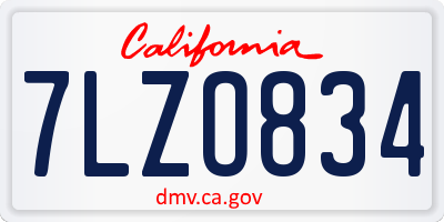 CA license plate 7LZO834