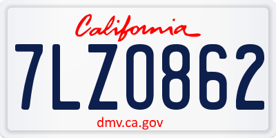 CA license plate 7LZO862