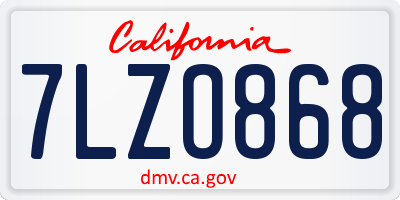 CA license plate 7LZO868