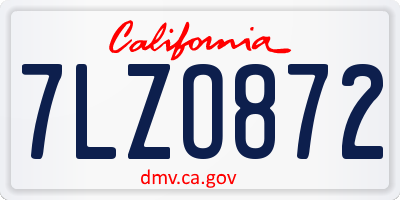 CA license plate 7LZO872