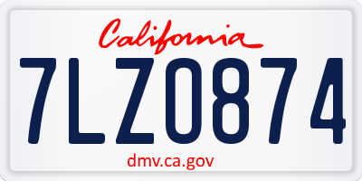 CA license plate 7LZO874