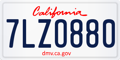 CA license plate 7LZO880
