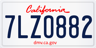 CA license plate 7LZO882