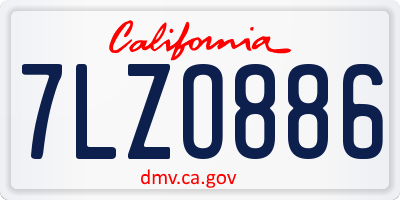 CA license plate 7LZO886