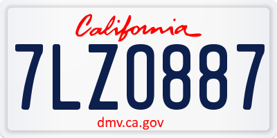 CA license plate 7LZO887