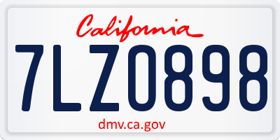 CA license plate 7LZO898