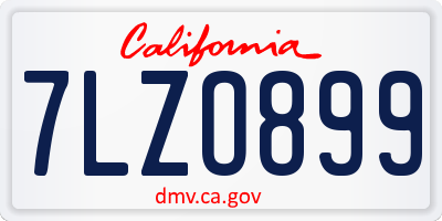CA license plate 7LZO899