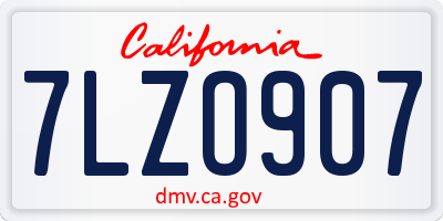 CA license plate 7LZO907