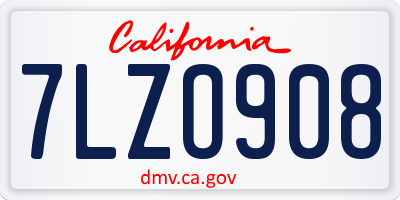 CA license plate 7LZO908