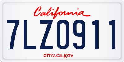 CA license plate 7LZO911