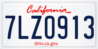 CA license plate 7LZO913