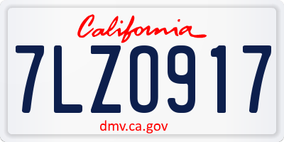 CA license plate 7LZO917