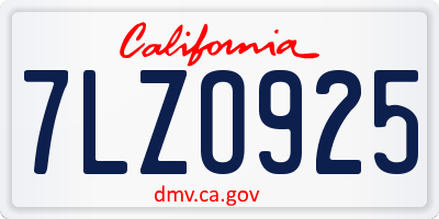 CA license plate 7LZO925