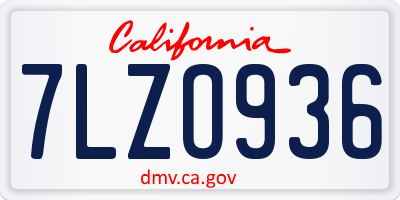 CA license plate 7LZO936