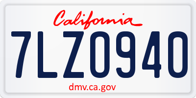 CA license plate 7LZO940