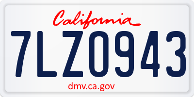 CA license plate 7LZO943