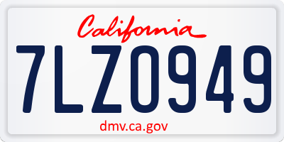 CA license plate 7LZO949