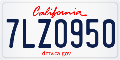 CA license plate 7LZO950
