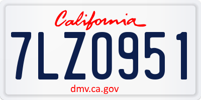 CA license plate 7LZO951