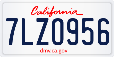 CA license plate 7LZO956