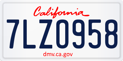 CA license plate 7LZO958