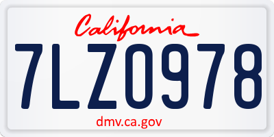 CA license plate 7LZO978