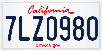 CA license plate 7LZO980