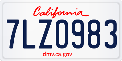 CA license plate 7LZO983