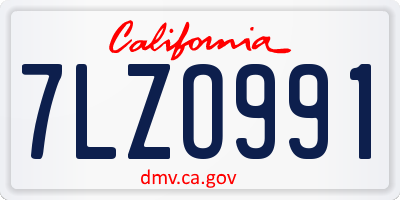 CA license plate 7LZO991
