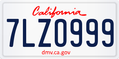 CA license plate 7LZO999