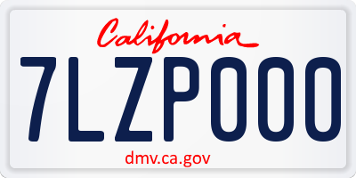 CA license plate 7LZP000