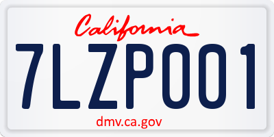 CA license plate 7LZP001