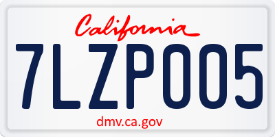 CA license plate 7LZP005