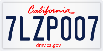 CA license plate 7LZP007