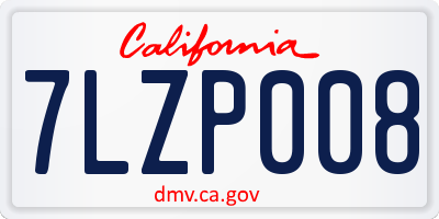 CA license plate 7LZP008