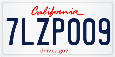 CA license plate 7LZP009