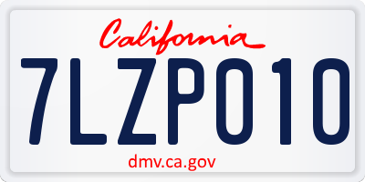 CA license plate 7LZP010
