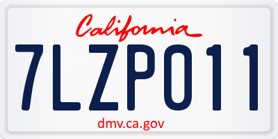CA license plate 7LZP011