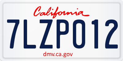 CA license plate 7LZP012