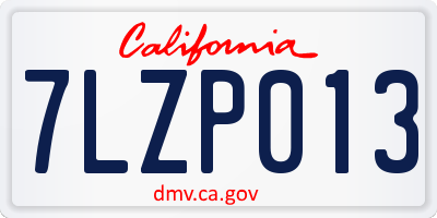 CA license plate 7LZP013