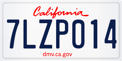 CA license plate 7LZP014