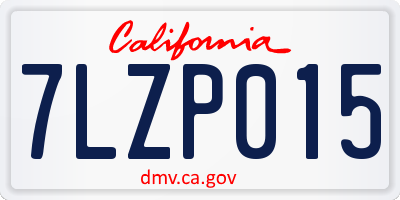 CA license plate 7LZP015