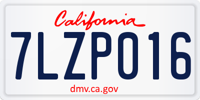 CA license plate 7LZP016