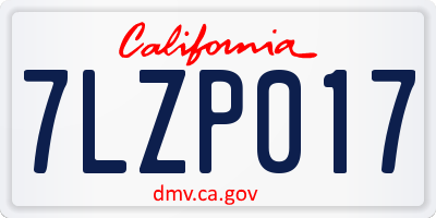 CA license plate 7LZP017