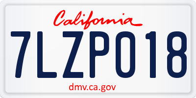 CA license plate 7LZP018