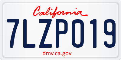 CA license plate 7LZP019